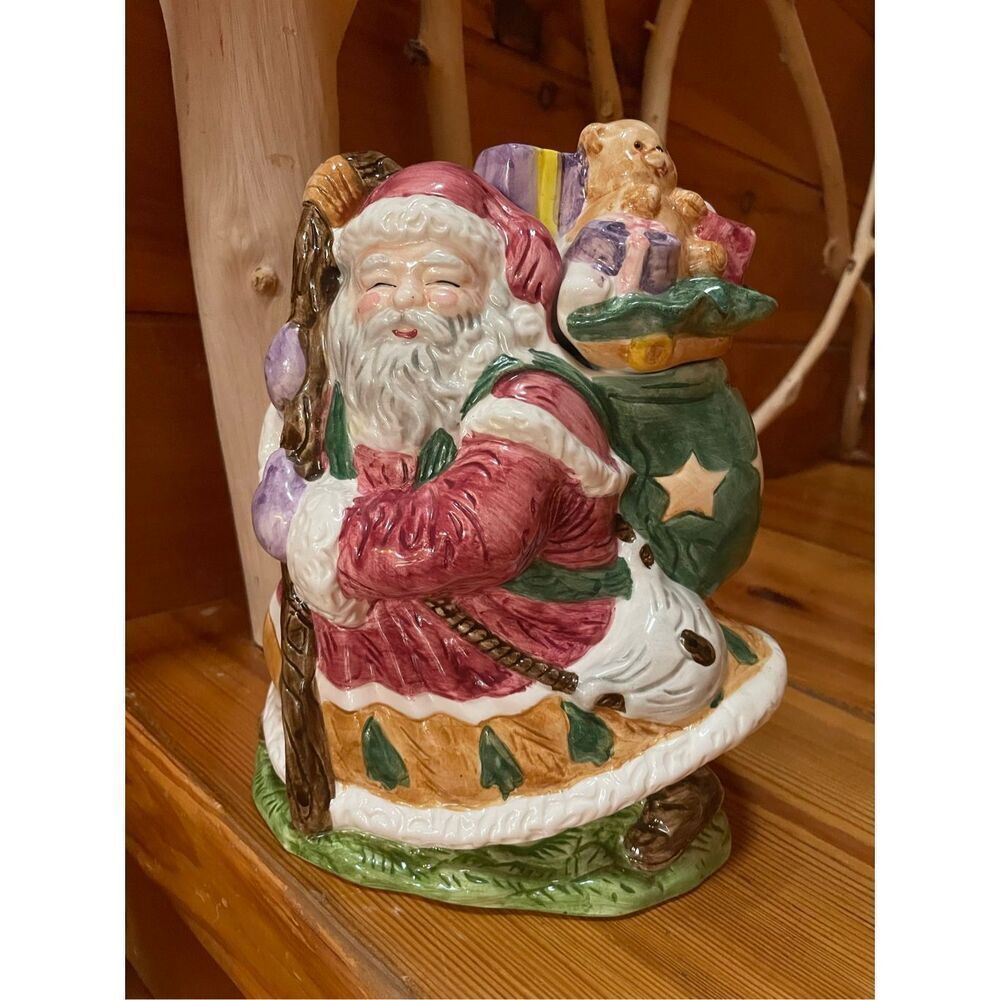 Santa with Toy Sack and Ceramic Cookie Jar